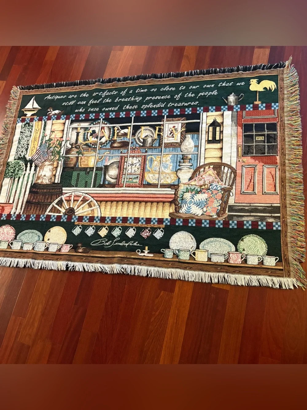 Vintage Bob Timberlake Tapestry Throw Blanket Antique Gallery Store Americana  A